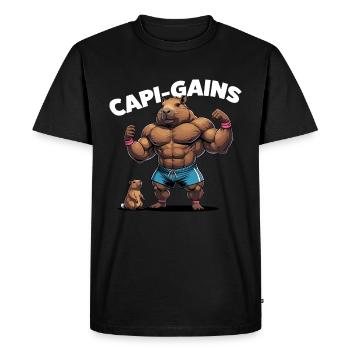 Muscle Capybara - Conception de fitness amusante - T-shirt Premium bio Homme - noir - Devant - Nico (187cm)