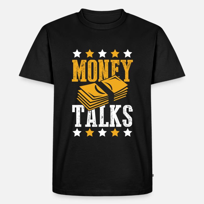 geld spricht talks - Männer Premium Bio T-Shirt - Schwarz