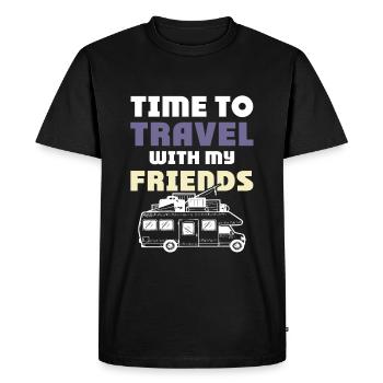 Voyagez avec des amis - T-shirt Premium bio Homme - noir - Devant - Nico (187cm)