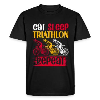 manger le sommeil thriathlon répéter - T-shirt Premium bio Homme - noir - Devant - Nico (187cm)