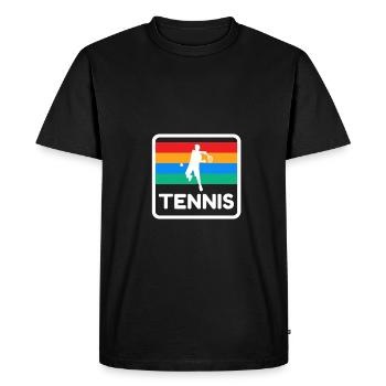 Tennis Vintage Design 80s 70s Tournoi de tennis - T-shirt Premium bio Homme - noir - Devant - Nico (187cm)