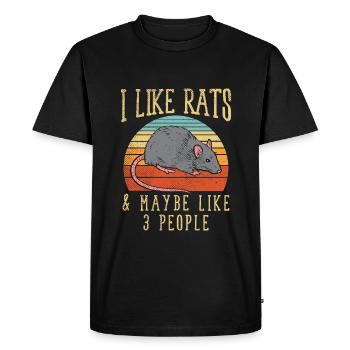 Drôle de rat I Like Rats Maybe & 3 Cadeaux People - T-shirt Premium bio Homme - noir - Devant - Nico (187cm)