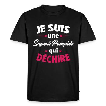 Je Suis Une Sapeur Pompier Qui Déchire - T-shirt Premium bio Homme - noir - Devant - Nico (187cm)