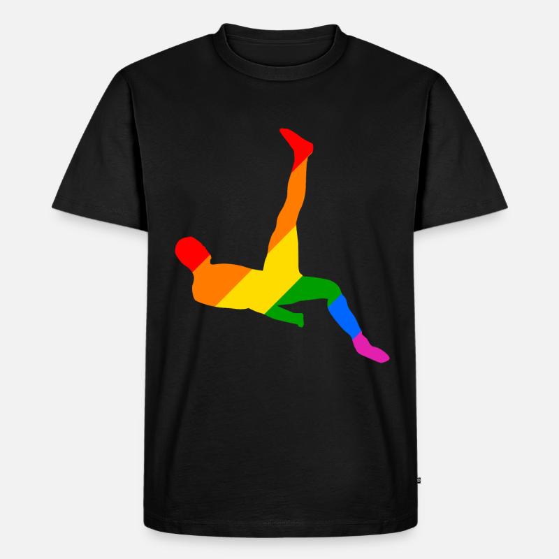 Rainbow Soccer Player - Männer Premium Bio T-Shirt - Schwarz