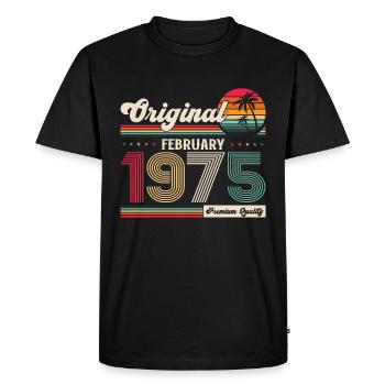 50th Birthday Gift Husband Original February 1975 - Men's Premium Organic T-Shirt - black - Front - Nico (187cm)