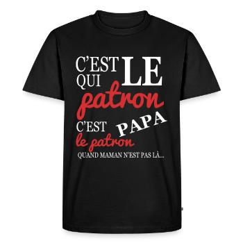 C'est qui le patron c'est papa, fête des pères - T-shirt Premium bio Homme - noir - Devant - Nico (187cm)