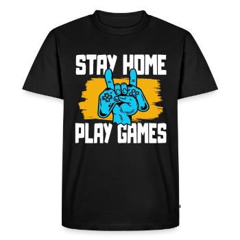 RESTEZ À LA MAISON JOUER À DES JEUX JEUX JEUX JOUER À JEUX - T-shirt Premium bio Homme - noir - Devant - Nico (187cm)