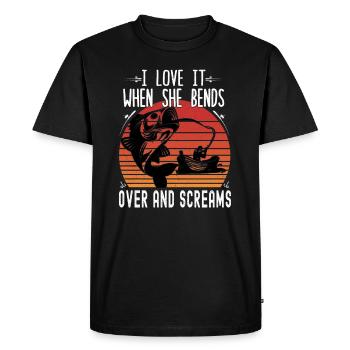 I Love It When She Bends Over And Screams Fishing - T-shirt Premium bio Homme - noir - Devant - Nico (187cm)