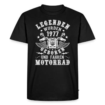 Motorrad Fahrer Geburtstag Legenden geboren 1977 - Männer Premium Bio T-Shirt - Schwarz - Vorne - Nico (187cm)