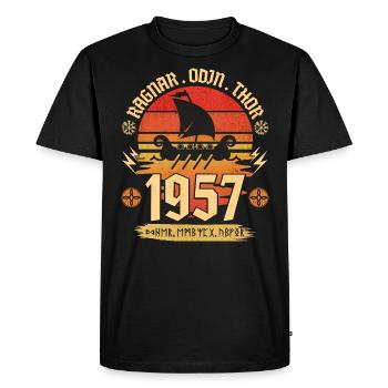 Viking Vintage 1957 65 Ans Anniversaire - T-shirt Premium bio Homme - noir - Devant - Nico (187cm)
