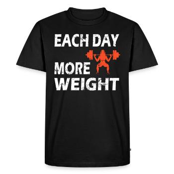 Chaque jour plus de poids - Citation de motivation de fitness - T-shirt Premium bio Homme - noir - Devant - Nico (187cm)