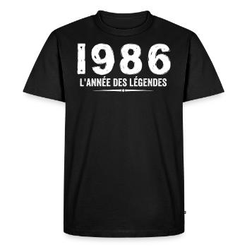 1986 année des legéndes - Cadeau Anniversaire 1986 - T-shirt Premium bio Homme - noir - Devant - Nico (187cm)