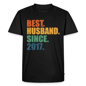 Meilleur mari depuis 2017, cadeau anniversaire de 6 ans - T-shirt Premium bio Homme - noir - Devant - Nico (187cm)