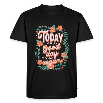 Aujourd’hui est un bon jour pour devenir végétalien - T-shirt Premium bio Homme - noir - Devant - Nico (187cm)