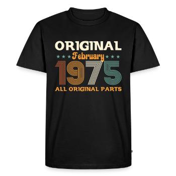 50th Birthday Gift Husband Original February 1975 - Men's Premium Organic T-Shirt - black - Front - Nico (187cm)