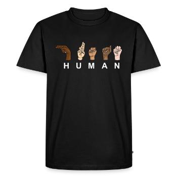 HUMAN - RESPECT - Show of hands - Men's Premium Organic T-Shirt - black - Front - Nico (187cm)