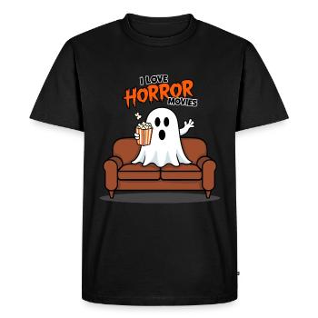 I Love Horror Movies - Funny Ghost - Men's Premium Organic T-Shirt - black - Front - Nico (187cm)