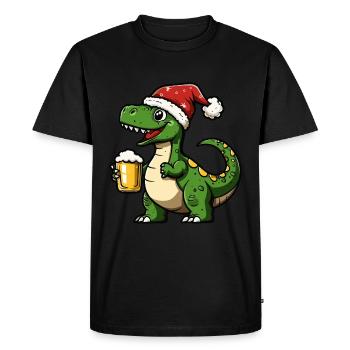 Dinosaure brontosaure Noël Bière Drôle - T-shirt Premium bio Homme - noir - Devant - Nico (187cm)