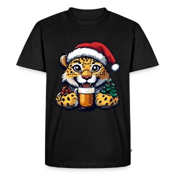 Léopard Noël Bière Drôle - T-shirt Premium bio Homme - noir - Devant - Nico (187cm)