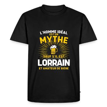 Cadeau Humour Homme Lorrain Bière - T-shirt Premium bio Homme - noir - Devant - Nico (187cm)