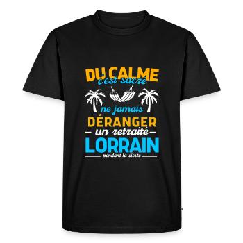 Cadeau Humour Homme Retraité Lorrain - T-shirt Premium bio Homme - noir - Devant - Nico (187cm)