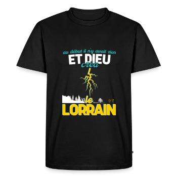 Cadeau Humour Homme Lorrain Noel Anniversaire - T-shirt Premium bio Homme - noir - Devant - Nico (187cm)