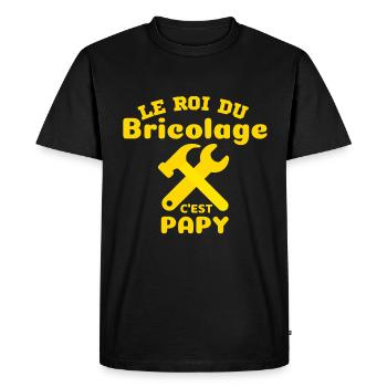 PAPY EST LE ROI DES BRICOLEURS - CADEAU POUR PAPY - T-shirt Premium bio Homme - noir - Devant - Nico (187cm)