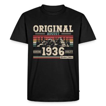 88e anniversaire Original août 1936 Né en 1936 - T-shirt Premium bio Homme - noir - Devant - Nico (187cm)