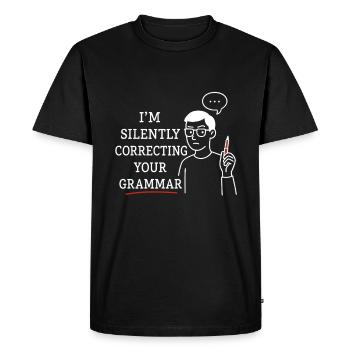 Je corrige silencieusement votre grammaire - T-shirt Premium bio Homme - noir - Devant - Nico (187cm)