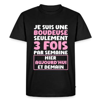Boudeuse 3 Fois Par Semaine - T-shirt Premium bio Homme - noir - Devant - Nico (187cm)