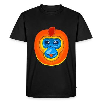 Singe à nez retroussé Singe Chimpanzé - T-shirt Premium bio Homme - noir - Devant - Nico (187cm)