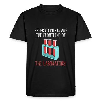 Infirmière soignante Prélèvement sanguin Phlébotomiste - T-shirt Premium bio Homme - noir - Devant - Nico (187cm)