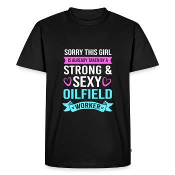 Oil Rig Oil Field Oil Rig Wife - Men's Premium Organic T-Shirt - black - Front - Nico (187cm)