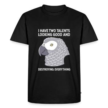 Perroquet Gris - T-shirt Premium bio Homme - noir - Devant - Nico (187cm)