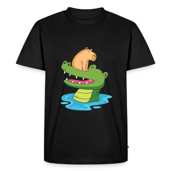 Capibara Capybara - T-shirt Premium bio Homme - noir - Devant - Nico (187cm)