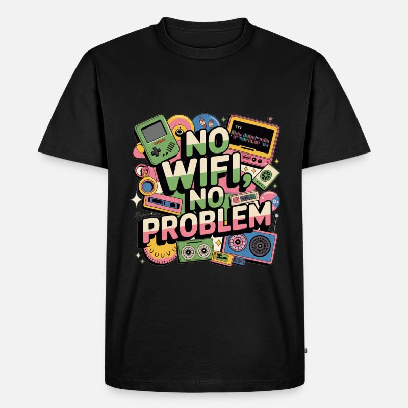 no wifi no problem - Männer Premium Bio T-Shirt - Schwarz