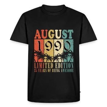 Born August 1990, built August 1990 - August - Men's Premium Organic T-Shirt - black - Front - Nico (187cm)