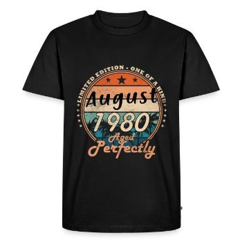 August 1980 Birthday August 1980 Vintage August - Men's Premium Organic T-Shirt - black - Front - Nico (187cm)