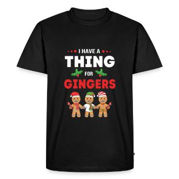 Gingerbread Christmas Gingerbread Man - Men's Premium Organic T-Shirt - black - Front - Nico (187cm)