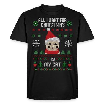 Cadeau de Noël pour chat - T-shirt Premium bio Homme - noir - Devant - Nico (187cm)