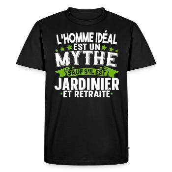 Retraité Jardinier Papy Retraite Humour Cadeau - T-shirt Premium bio Homme - noir - Devant - Nico (187cm)