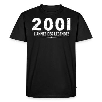 2001 année des legéndes - Cadeau Anniversaire 2001 - T-shirt Premium bio Homme - noir - Devant - Nico (187cm)