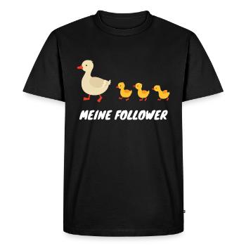 Meine Follower Lustige Enten - Männer Premium Bio T-Shirt - Schwarz - Vorne - Nico (187cm)