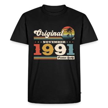 33e anniversaire Voiture classique Novembre 1991 Année 33 - T-shirt Premium bio Homme - noir - Devant - Nico (187cm)