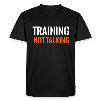 S’entraîner sans parler - T-shirt Premium bio Homme - noir - Devant - Nico (187cm)