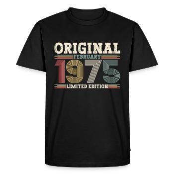 50th Birthday Gift Husband Original February 1975 - Men's Premium Organic T-Shirt - black - Front - Nico (187cm)