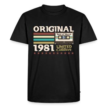 Cassette du 44e anniversaire Mars 1981 - T-shirt Premium bio Homme - noir - Devant - Nico (187cm)
