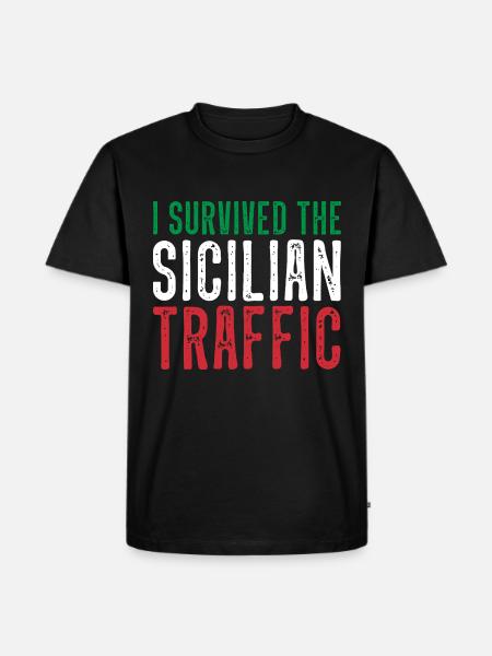 Sizilien Verkehr Italien Autofahren lustig - Ekologisk premium-T-shirt herr - svart