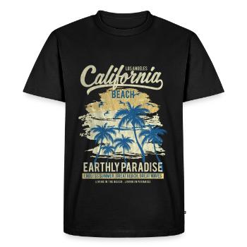 CALIFORNIA BEACH - Surf et design shirt d'été - T-shirt Premium bio Homme - noir - Devant - Nico (187cm)