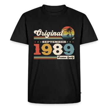 35ème Anniversaire Millésime Septembre 1989 Millésime 89 - T-shirt Premium bio Homme - noir - Devant - Nico (187cm)